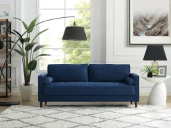 Kirkland's Home Navy Lumbar Eucalyptus Sofa- Sofas & Loveseats