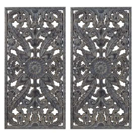 Kirkland's Home Navy Madison Park Floral Wall Plaques, Set Of 2- Wall Plaques