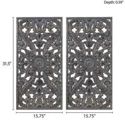 Kirkland's Home Navy Madison Park Floral Wall Plaques, Set Of 2- Wall Plaques
