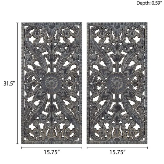 Kirkland's Home Navy Madison Park Floral Wall Plaques, Set Of 2- Wall Plaques