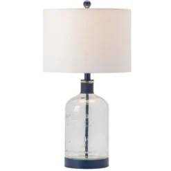 Kirkland's Home Navy Metal And Glass Jar Table Lamp- Table Lamps