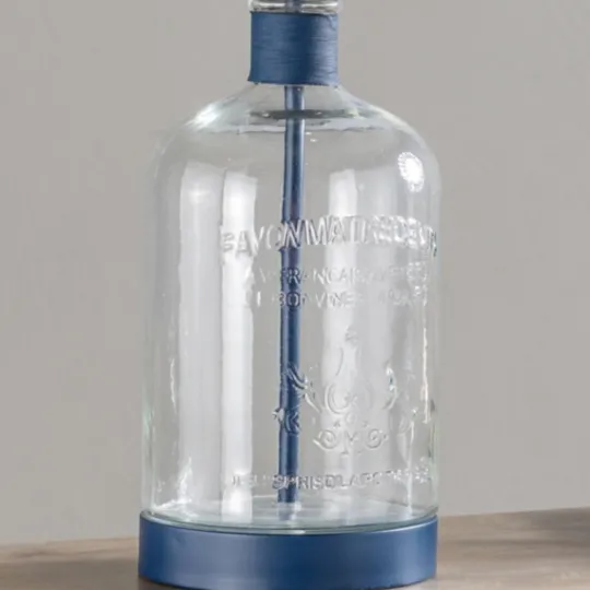Kirkland's Home Navy Metal And Glass Jar Table Lamp- Table Lamps