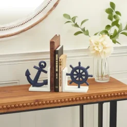 Kirkland's Home Navy Metal Coastal Bookends, Set Of 2- Decorative Accents