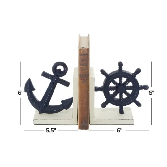 Kirkland's Home Navy Metal Coastal Bookends, Set Of 2- Decorative Accents