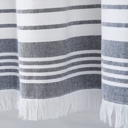 Kirkland's Home Navy Nantucket Fringe Curtain Panel Set, 95 In.- Curtains & Drapes