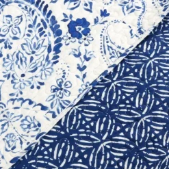 Kirkland's Home Navy Paisley 3-Pc. Full/Queen Reversible Quilt Set- Quilts