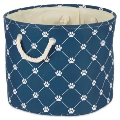 Kirkland's Home Navy Paw Trellis Round Basket, 15 In.- Baskets & Boxes