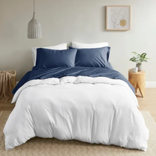 Kirkland's Home Navy Peached Percale 4-Pc. King Sheet Set- Bed Sheets
