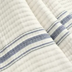 Kirkland's Home Navy Pick Stitch Stripe Decorative Throw- Blankets & Throws