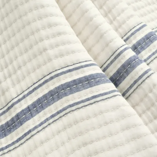 Kirkland's Home Navy Pick Stitch Stripe Decorative Throw- Blankets & Throws
