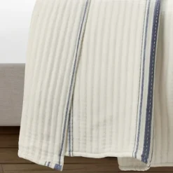 Kirkland's Home Navy Pick Stitch Stripe Queen Quilt- Quilts