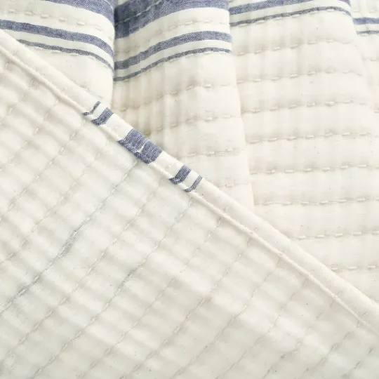 Kirkland's Home Navy Pick Stitch Stripe Queen Quilt- Quilts