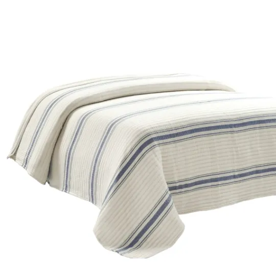 Kirkland's Home Navy Pick Stitch Stripe Queen Quilt- Quilts