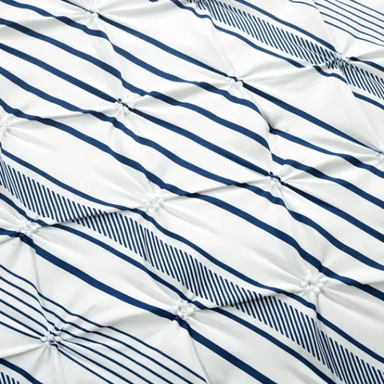Kirkland's Home Navy Pintuck Stripe Full/Queen 5-Pc. Comforter Set- Comforters
