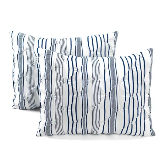 Kirkland's Home Navy Pintuck Stripe Full/Queen 5-Pc. Comforter Set- Comforters