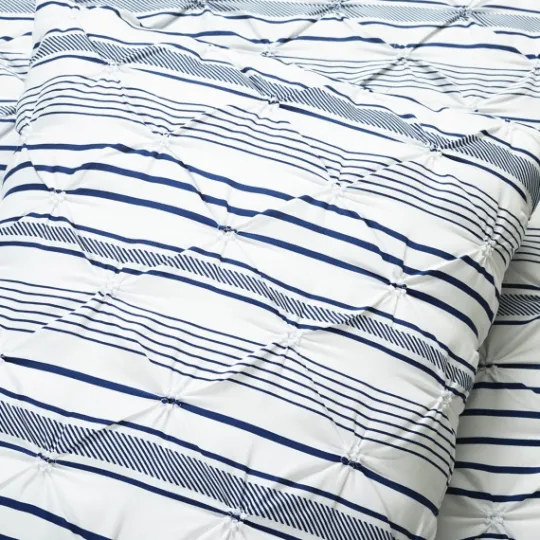 Kirkland's Home Navy Pintuck Stripe King 5-Pc. Comforter Set- Comforters