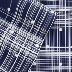 Kirkland's Home Navy Plaid Polka Dot 3-Pc. Twin Sheet Set- Bed Sheets