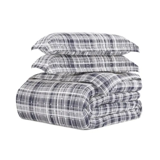 Kirkland's Home Navy Plaid Polka Dot 2-Pc. Twin Duvet Cover Set- Duvets