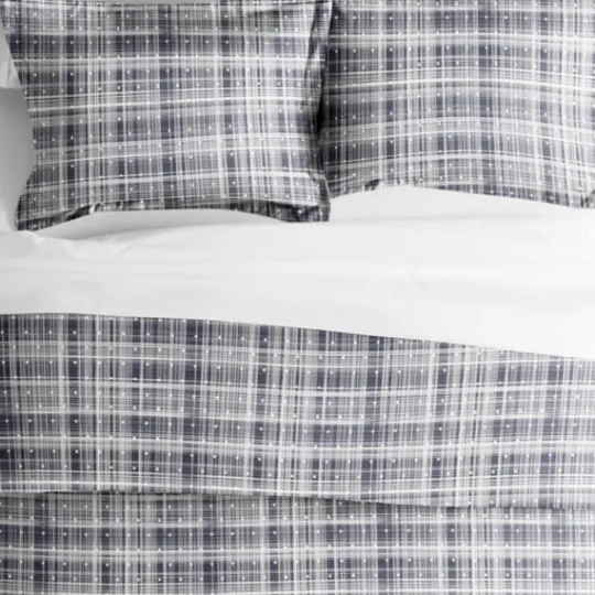Kirkland's Home Navy Plaid Polka Dot 2-Pc. Twin Duvet Cover Set- Duvets