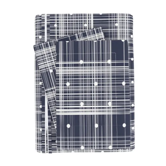 Kirkland's Home Navy Plaid Polka Dot 2-Pc. Twin Duvet Cover Set- Duvets