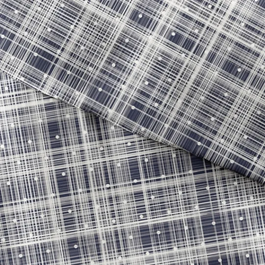 Kirkland's Home Navy Plaid Polka Dot 2-Pc. Twin Duvet Cover Set- Duvets