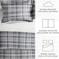 Kirkland's Home Navy Plaid Polka Dot 2-Pc. Twin Duvet Cover Set- Duvets