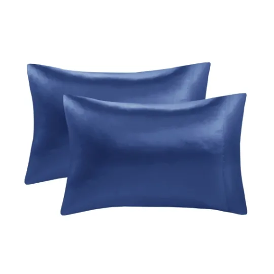 Kirkland's Home Navy Satin King 2-Pc. Pillow Case Set- Bed Sheets