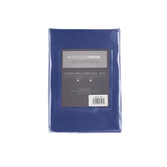 Kirkland's Home Navy Satin Standard 2-Pc. Pillow Case Set- Bed Sheets