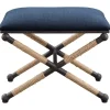 Kirkland's Home Navy Seat And Black Metal Ottoman- Benches & Ottomans