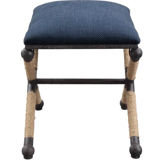 Kirkland's Home Navy Seat And Black Metal Ottoman- Benches & Ottomans