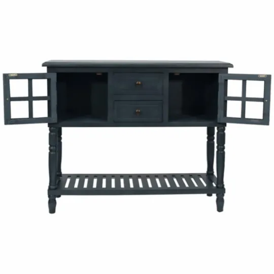 Kirkland's Home Navy Slatted Windowpane Console Table- Console Tables