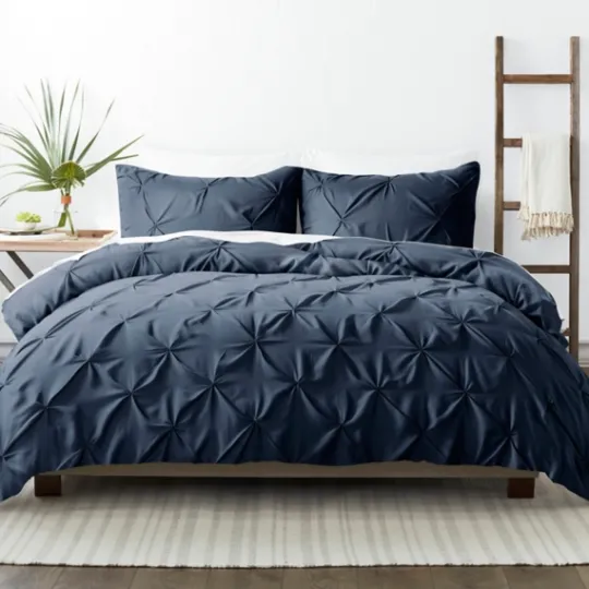 Kirkland's Home Navy Soft Pinched 3-Pc. King Duvet Cover Set- Duvets