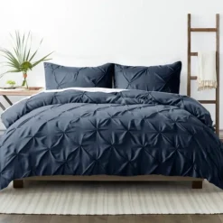 Kirkland's Home Navy Soft Pinched 3-Pc. Twin Duvet Cover Set- Duvets