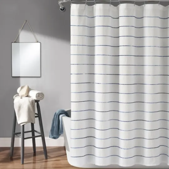 Kirkland's Home Navy Stripe Ombre Shower Curtain- Shower Curtains