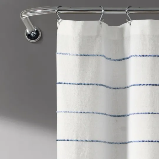 Kirkland's Home Navy Stripe Ombre Shower Curtain- Shower Curtains