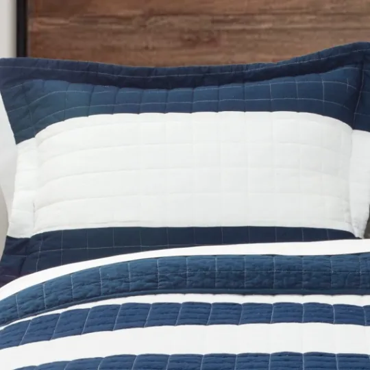Kirkland's Home Navy Stripe 3-Pc. Full/Queen Quilt Set- Quilts