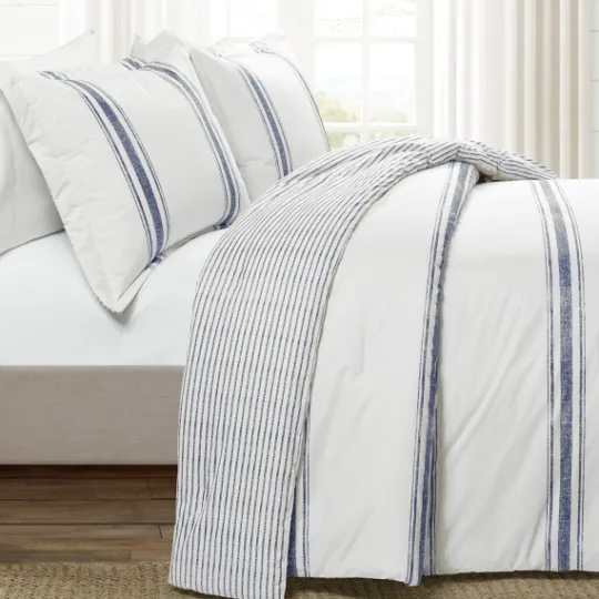 Kirkland's Home Navy Stripe 3-Pc. King Comforter Set- Comforters