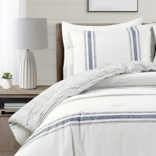 Kirkland's Home Navy Stripe 3-Pc. King Comforter Set- Comforters