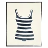 Kirkland's Home Navy Striped Bathing Suit Framed Art Print- Framed Art