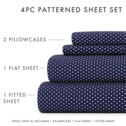 Kirkland's Home Navy Tiny Hearts 3-Pc. Twin Sheet Set- Bed Sheets