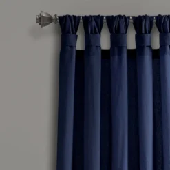 Kirkland's Home Navy Top Knotted Burlap Curtain Panel Set, 95 In.- Curtains & Drapes