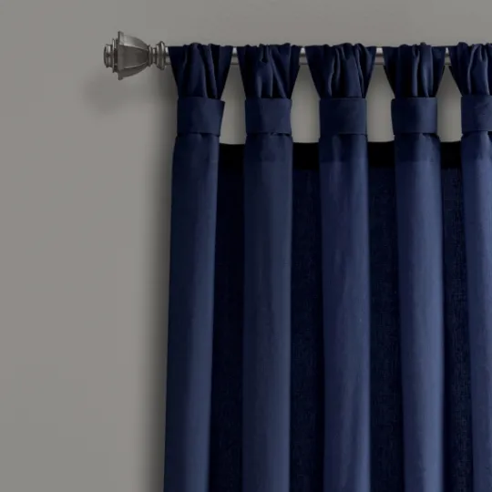 Kirkland's Home Navy Top Knotted Burlap Curtain Panel Set, 95 In.- Curtains & Drapes