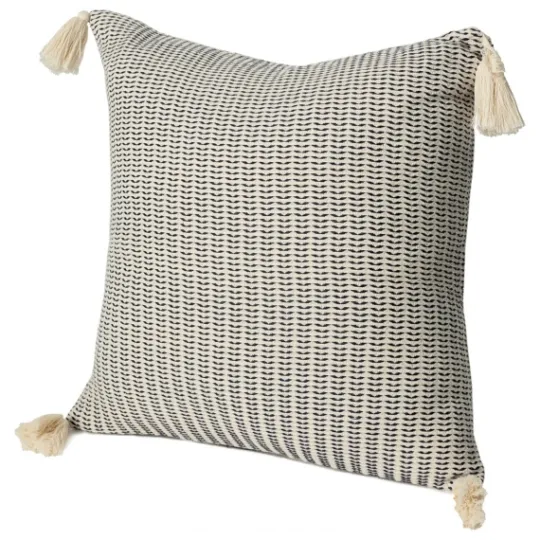 Kirkland's Home Navy Trapeze Organic Cotton Throw Pillow- Pillows