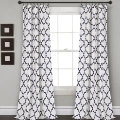Kirkland's Home Navy Trellis Darkening Curtain Panel Set, 108 In.- Curtains & Drapes