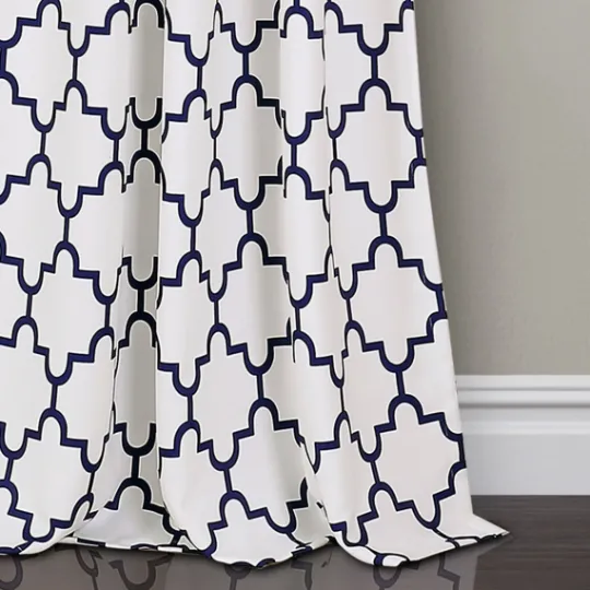Kirkland's Home Navy Trellis Darkening Curtain Panel Set, 108 In.- Curtains & Drapes