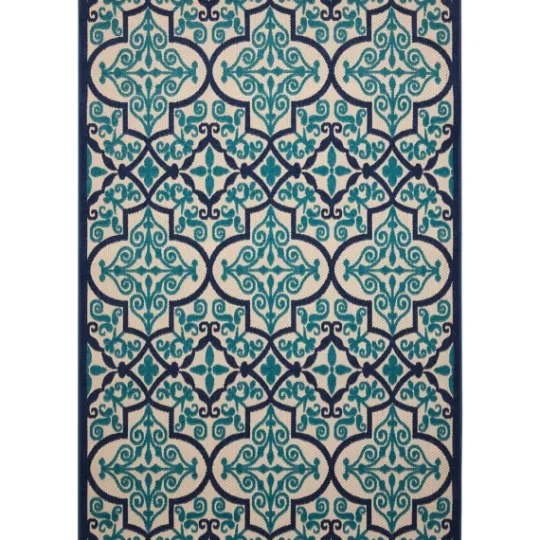 Kirkland's Home Navy Trellis Outdoor Area Rug, 5X7- Outdoor Rugs