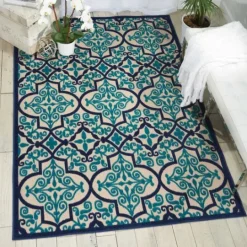Kirkland's Home Navy Trellis Outdoor Area Rug, 7X10- Outdoor Rugs