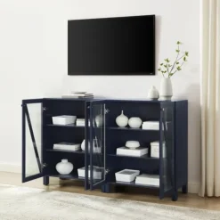 Kirkland's Home Navy Triangle 4-Door Wood Media Cabinet- Tv Stands & Media Consoles