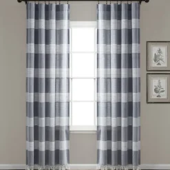 Kirkland's Home Navy Tucker Stripe Curtain Panel Set, 84 In.- Curtains & Drapes