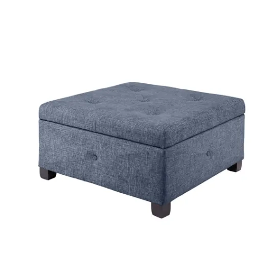 Kirkland's Home Navy Tufted Square Storage Ottoman- Benches & Ottomans